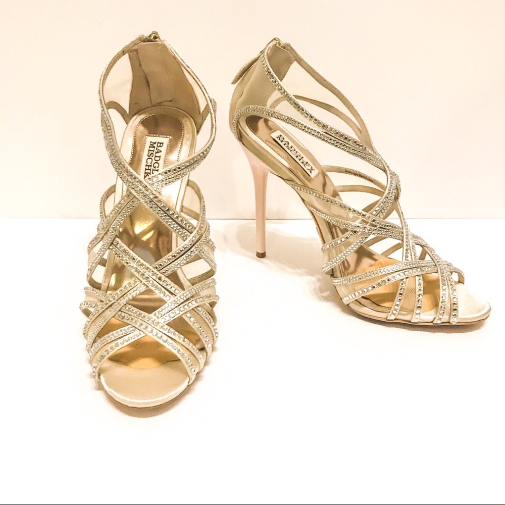 Badgley Mischka Wedding Heels Ivory Size 9 EUC